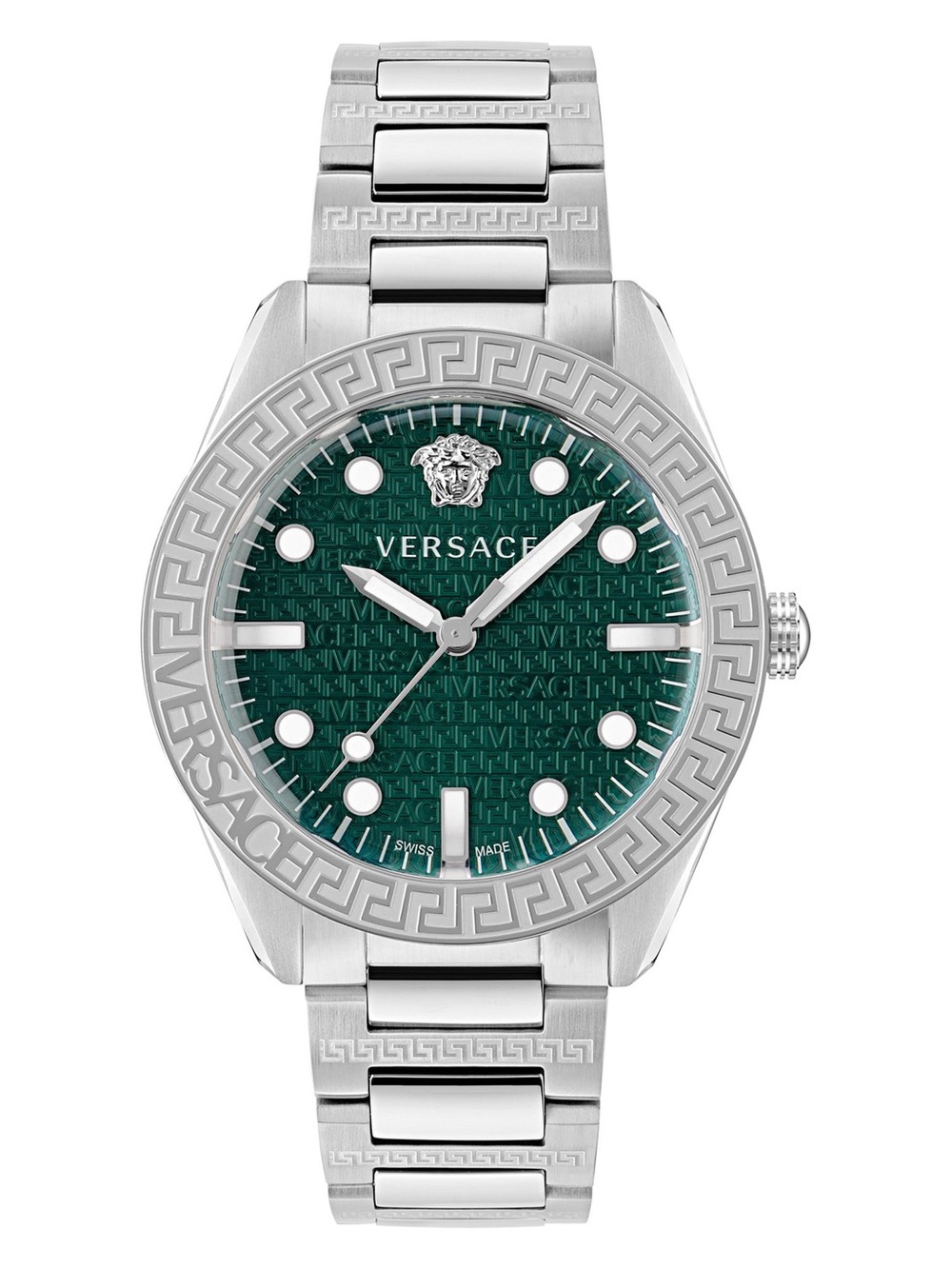 Versace Greca Dome Green Dial Stainless Steel Bracelet 42mm Mens Watch